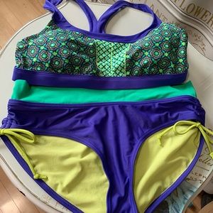 PrAna Tank (small), sports bra (medium) bikini (medium) swimsuit combo